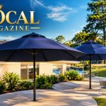 Ausbrella heavy-duty outdoor market umbrella designed for high-wind conditions