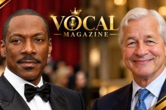 Eddie Murphy and Jamie Dimon highlighting the connection between Hollywood entertainment and Wall Street finance