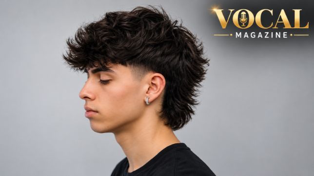Low taper mullet haircut with faded sides, textured top, and longer hair at the back