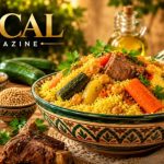 Traditional Kouskousi couscous served with vegetables, chickpeas, and flavorful North African stew.